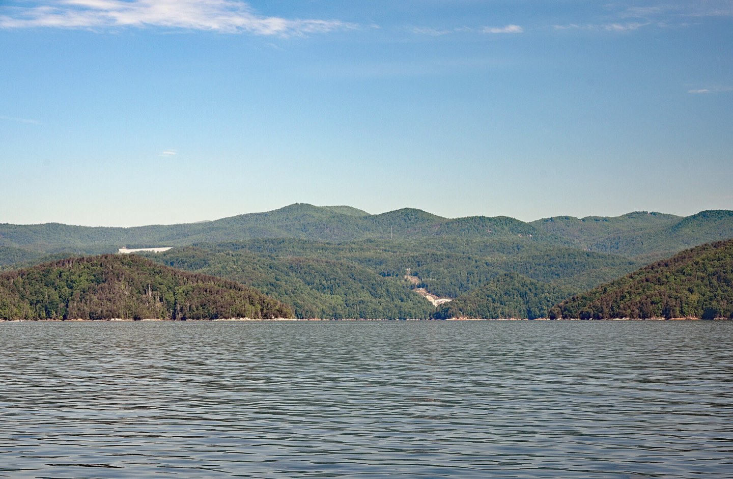 Lake Jocassee and its forested ridges, reached from Devils Fork State Park at Salem