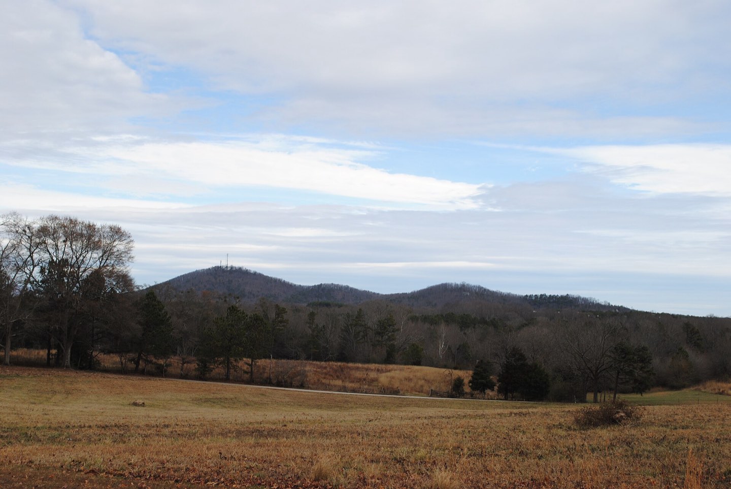 The Blue Ridge foothills seen across open pasture from Six Mile