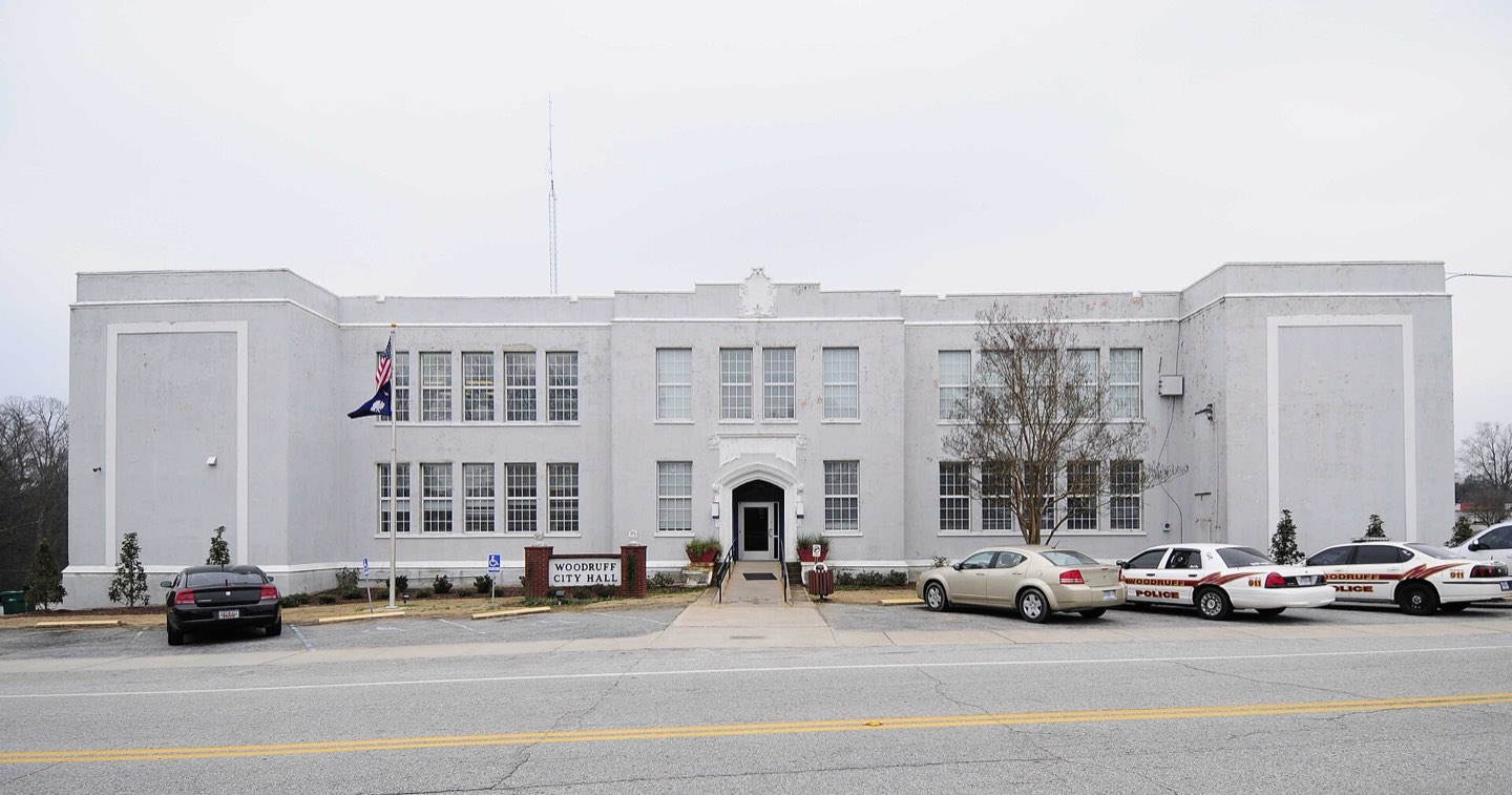 The historic Woodruff High School building, now Woodruff City Hall